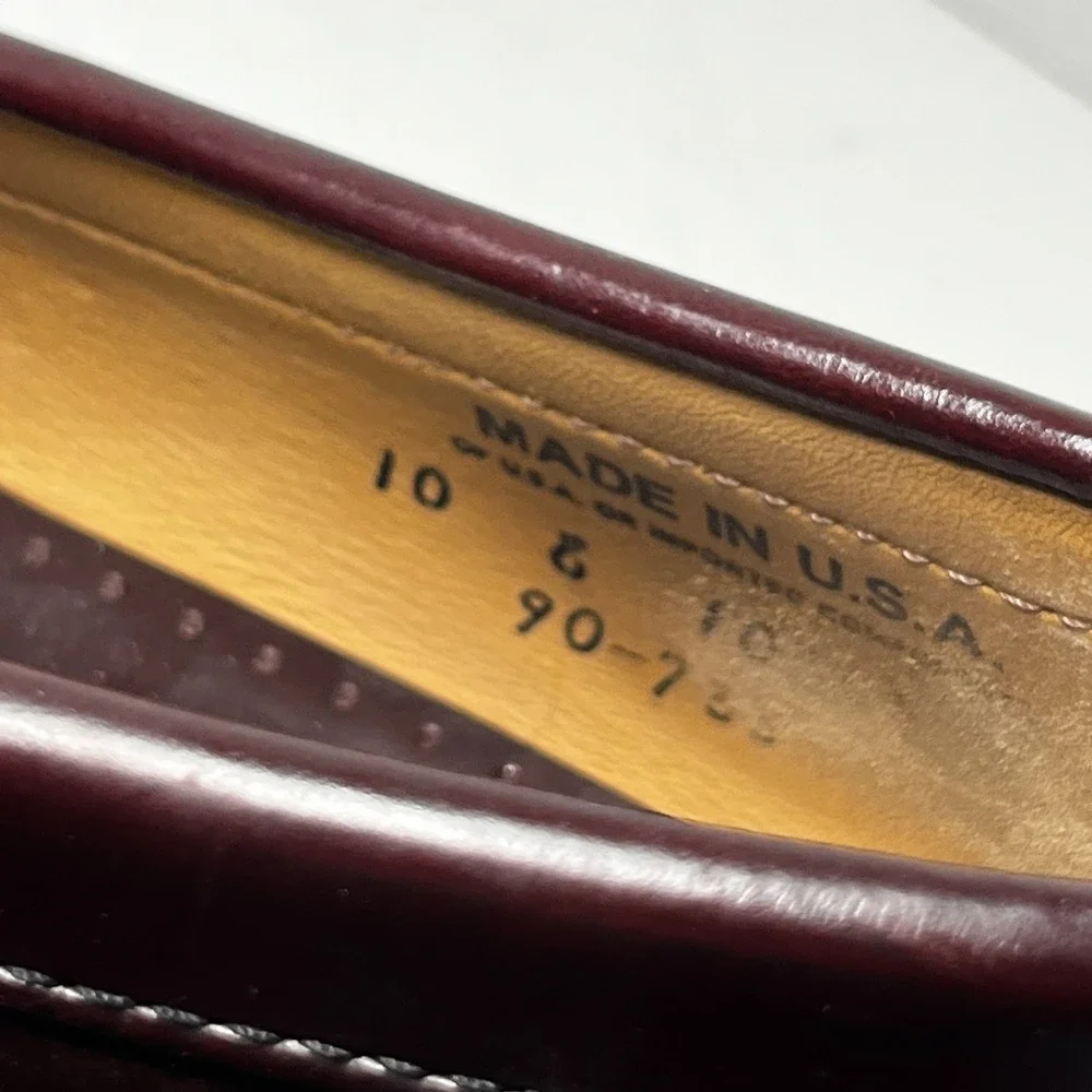 SEBAGO Penny Loafers Shoes Men's 10 Burgundy Leather Hand-Sewn Made in USA EUC